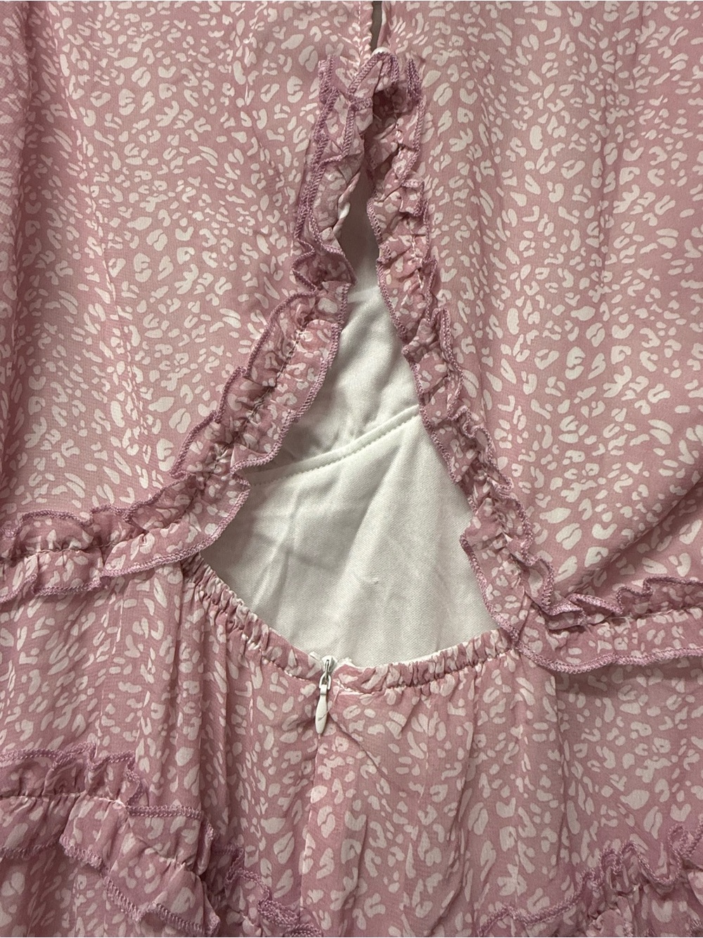NWT DOKOTOO Pink Ruffle Tiered Mini Dress | Boho Floral | Size L - Picture 7 of 11
